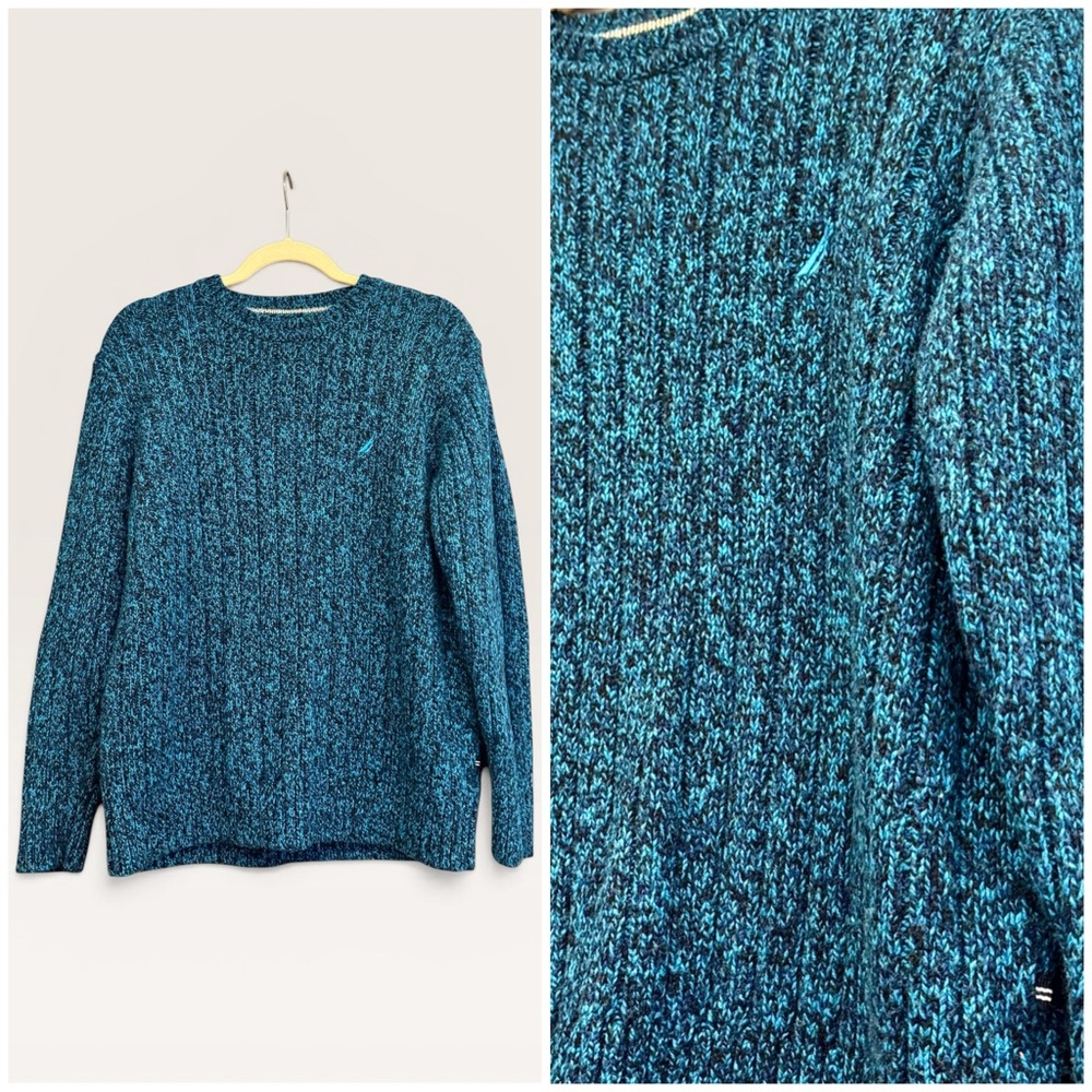 Nautica Crewneck Sweater Marled Knit Size L Coastal Grandma